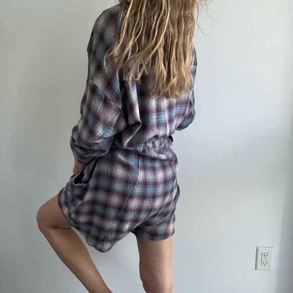 Free People before i let go romper with revere collar in vintage plaid, size Sm - Picture 10 of 16